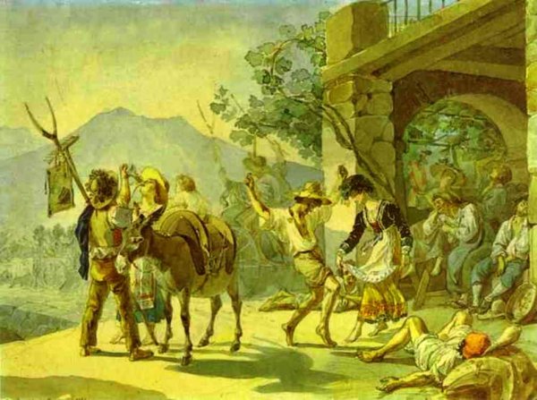 Main Product Photo of Grape Harvest Celebration Painting by Karl Pavlovich Brulloff