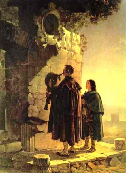 Pifferary in front of Madonna by Karl Pavlovich Brulloff - Hand-Painted Oil Painting Reproduction