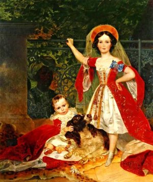Portrait of Children of Volkonsky by Karl Pavlovich Brulloff Oil Painting