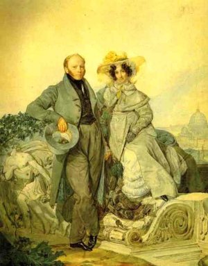 Portrait of G. N. and V. A. Olenin Oil painting by Karl Pavlovich Brulloff