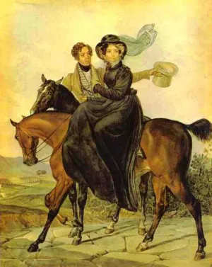 Portrait of K. A. and M. Ya. Narishkin Oil painting by Karl Pavlovich Brulloff