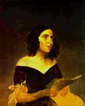 Portrait of Singer A. Ya. Petrova by Karl Pavlovich Brulloff Oil Painting