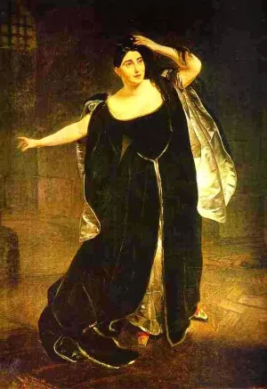 Portrait of the Actress Juditta Pasta as Anne Boleyn by Karl Pavlovich Brulloff Oil Painting