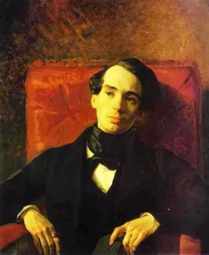 Portrait of the Poet and Translator A. N. Strugovshchikov by Karl Pavlovich Brulloff Oil Painting