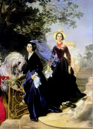 Portrait of the Shishmariov Sisters by Karl Pavlovich Brulloff Oil Painting