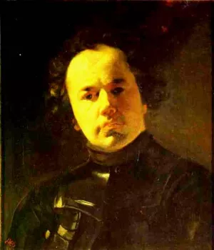 Portrait of Ya. F. Yanenko with Armour Oil painting by Karl Pavlovich Brulloff