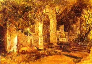 Ruins in Park by Karl Pavlovich Brulloff - Oil Painting Reproduction