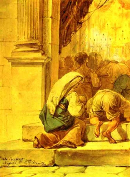 Main Product Photo of Scene at the Entrance of a Cathedral Painting by Karl Pavlovich Brulloff