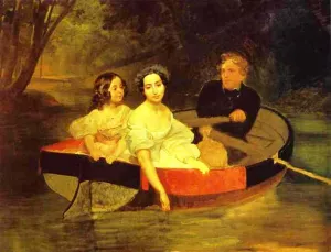 Self-portrait with Baroness Ye. N. Meller-Zakomelskaya and a Girl Oil painting by Karl Pavlovich Brulloff