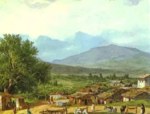 Village of San Rocco Near the Town of Corfu Oil painting by Karl Pavlovich Brulloff