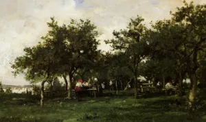 Peasants Repast by Karl Pierre Daubigny Oil Painting