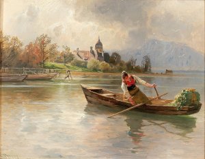 Chiemsee Landscape by Karl Raupp Oil Painting