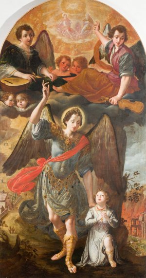 l'angelo custode by Karl Santner Oil Painting