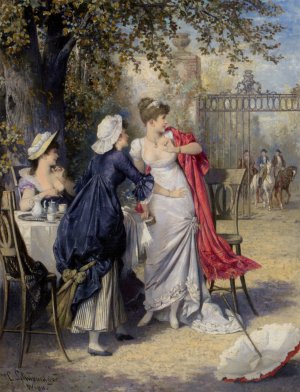 An Unexpected Arrival by Karl Schweninger Oil Painting