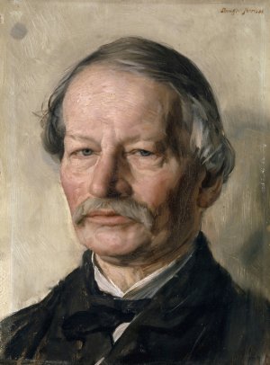 Portrait of the Poet Gustav Freytag by Karl Stauffer-Bern Oil Painting