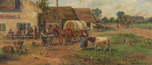 Rast vor dem Gasthof by Karl Stuhlmuller Oil Painting