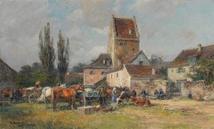 Sommerlicher Markttag Oil painting by Karl Stuhlmuller