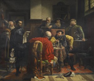 Verkundigung des Todesurteils an Johann Friedrich von Sachsen by Karl Swoboda Oil Painting