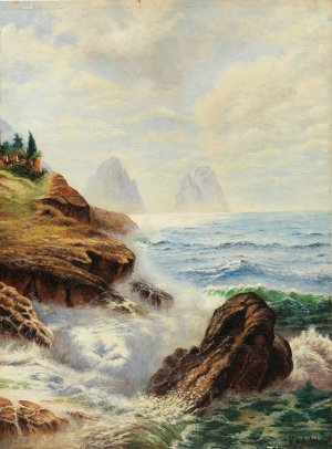 An der Kuste von Ischia mit Blick auf die Faraglioni Felsen by Karl Theodor Boehme Oil Painting
