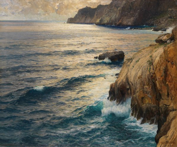 Die Sirenenbucht von Capri  by Karl Theodor Boehme - Hand-Painted Oil Painting Reproduction