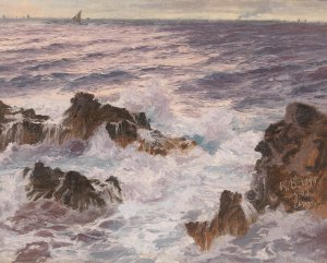Heavy Seas off the Coast of Capri by Karl Theodor Boehme Oil Painting