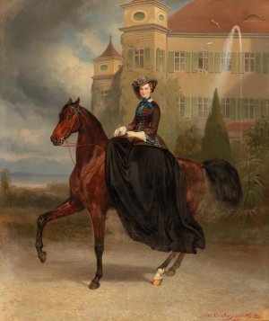 Prinzessin Elisabeth in Bayern im Alter von 15 Jahren zu Pferde by Karl Theodor Von Piloty Oil Painting