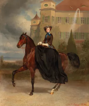 Prinzessin Elisabeth in Bayern im Alter von 15 Jahren zu Pferde by Karl Theodor Von Piloty Oil Painting