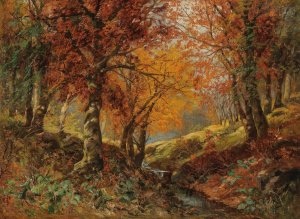 A Forest Glade in Autumn by Karl Vikas Oil Painting