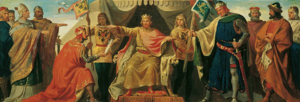 Main Product Photo of Friedrich Barbarossa belehnt Heinrich Jasomirgott und Heinrich den LOwen  Painting by Karl Von Blaas