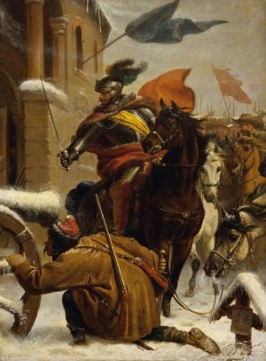 Johann de Werth's uberfall bei Tuttlingen 1643 by Karl Von Blaas Oil Painting