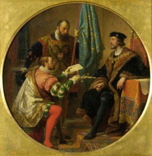 Kaiser Karl V. und KOnig Franz I. bei Pavia 1525 by Karl Von Blaas Oil Painting