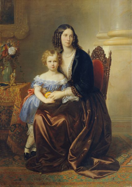 Main Product Photo of Leonie Grafin Lanckoronska, geb. Grafin Potocka, mit ihrem Sohn Karl  Painting by Karl Von Blaas