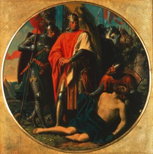 Rudolf I. von Habsburg an der Leiche Ottokars bei Durnkrut 1278 by Karl Von Blaas Oil Painting
