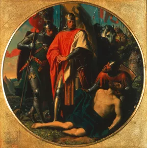 Rudolf I. von Habsburg an der Leiche Ottokars bei Durnkrut 1278 by Karl Von Blaas Oil Painting