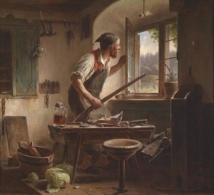Der wachsame Schuster by Karl Von Enhuber Oil Painting