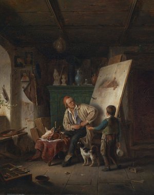 Im Atelier by Karl Von Enhuber Oil Painting
