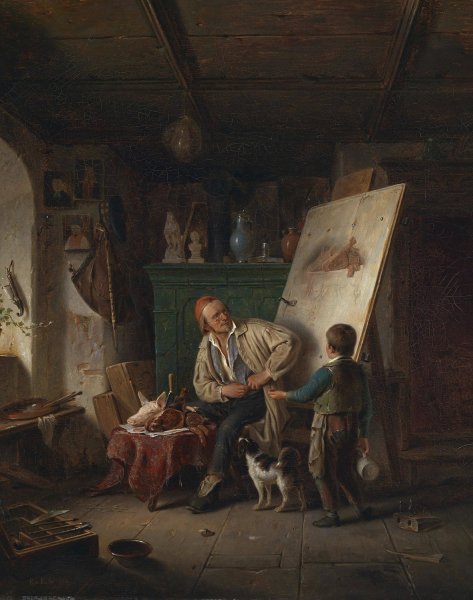 Im Atelier  by Karl Von Enhuber - Hand-Painted Oil Painting Reproduction