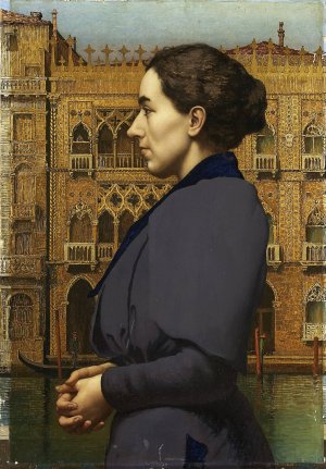 Portrait of Anna Cossmann before Ca d'Oro in Venice by Karl Von Pidoll Oil Painting