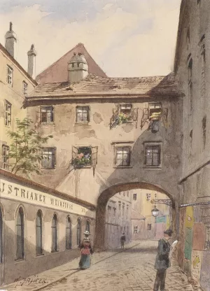 Backerstrase by Karl Wenzel Zajicek Oil Painting