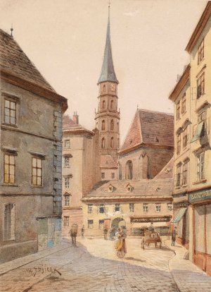 Blick von der Stallburggasse zur Michaelerkirche by Karl Wenzel Zajicek Oil Painting