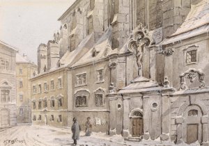 Winterspaziergang by Karl Wenzel Zajicek Oil Painting