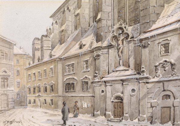 Winterspaziergang by Karl Wenzel Zajicek - Hand-Painted Oil Painting Reproduction