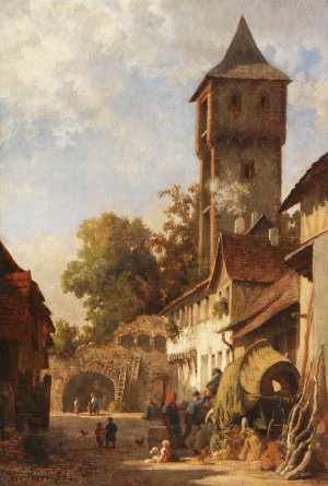 Suddeutsches Stadtchen im Sommer by Karl Weysser Oil Painting