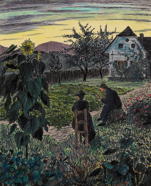 Main Product Photo of Abend im Garten  Painting by Karl Wiener