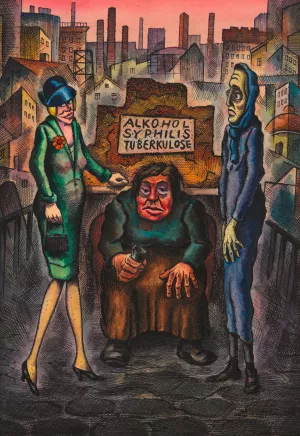 Die drei Volksseuchen by Karl Wiener Oil Painting
