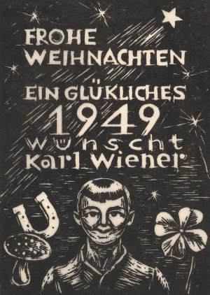 Frohe Weihnachten Ein gluckliches 1949 wunscht by Karl Wiener Oil Painting