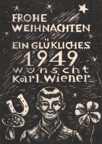 Frohe Weihnachten Ein gluckliches 1949 wunscht  by Karl Wiener - Hand-Painted Oil Painting Reproduction