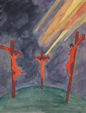 Golgatha by Karl Wiener Oil Painting