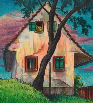 Haus im Abend by Karl Wiener Oil Painting