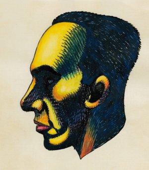 Kopfstudie, aus; 'Profile', 10 Blatter, Graz I by Karl Wiener Oil Painting